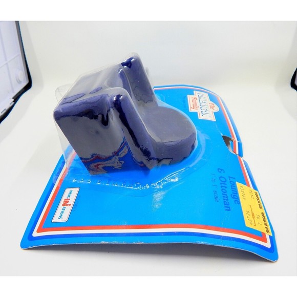 Toy R Us Chair and Ottoman Miniature Furniture American Family Blue Flocked - Picture 6 of 8